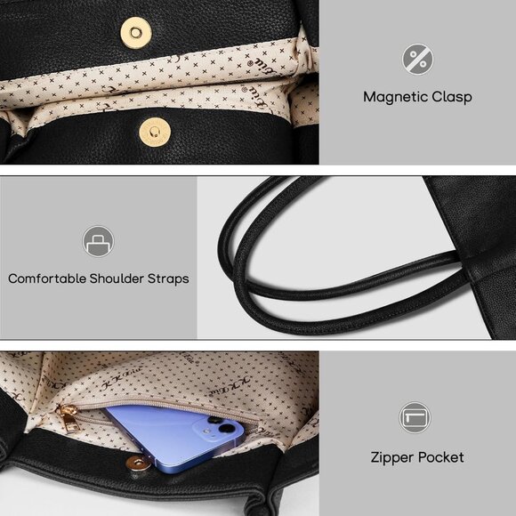 Quality Vegan Leather Tote Bag - Spacious, Elegant & Versatile for All Occasions - Picture 5 of 7